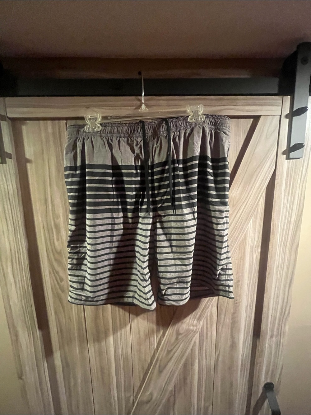 Kirkland Men's Gray & Black Striped Casual Shorts